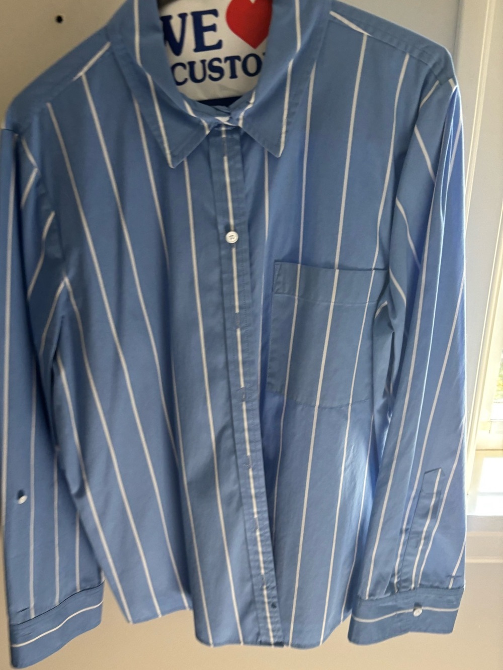 Madewell Blue and White Striped Button-Up Blouse - Picture 8 of 9